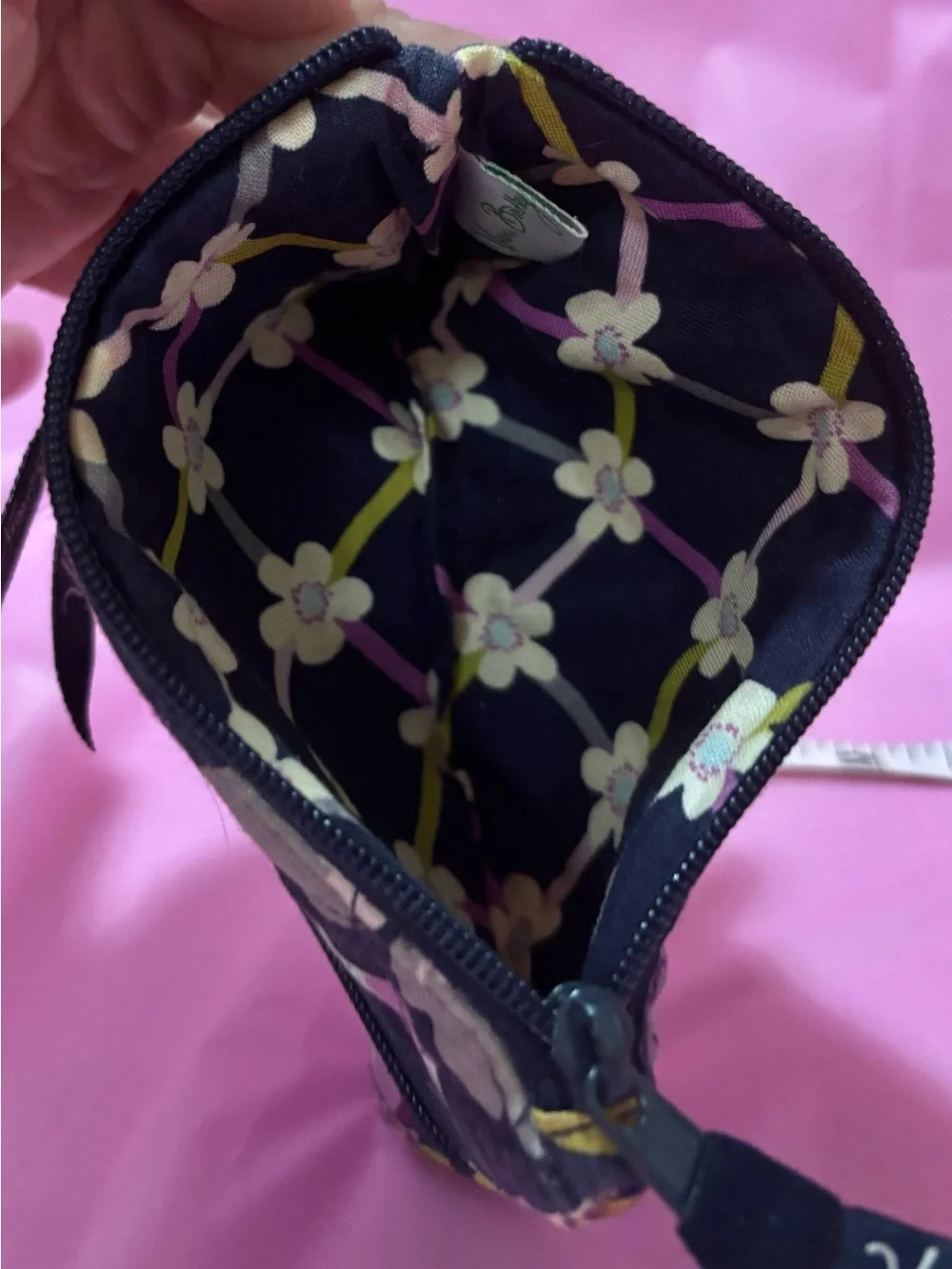 VINTAGE Vera Bradley Floral Nightingale Zipper Coin Card Holder Blue Pink Purple